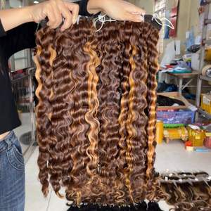 Highlight Color Cheveux bruts bouclés birmans 100% Extensions de cheveux humains vietnamiens - Product Image 2