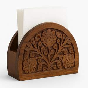 Soporte de pañuelos de madera con acabado natural de diseño de tendencia para hogares modernos que complementa los muebles de madera y agrega vibraciones acogedoras - Product Image 4