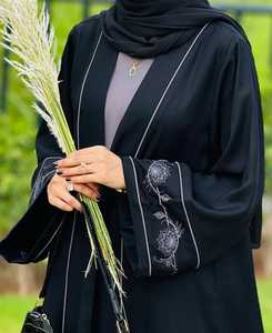 2024 recién llegados Abaya bordada de tela Nida importada para mujeres saudíes ropa islámica modesta vestido de baile silueta al por mayor - Product Image 1