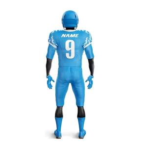 Uniformes de football américains pour adultes, blancs et bleus, sublimés, en gros, avec logo personnalisé, nom du joueur, ensembles d'uniformes de football américain - Product Image 3