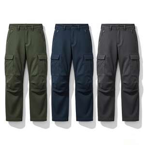 Pantalon cargo d'hiver pour homme 100 % coton, décontracté, taille mi-haute élastique, léger et respirant en toile – Meilleure vente - Product Image 1