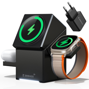 ZEEHOO-CuBeTrick X 3-in-1 stazione di ricarica Wireless-presa Black-EU - Product Image 1