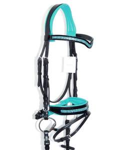 AQUA Glisten CRYSTAL BLING FREEFORM MonoCrown SHAPE CUT AWAY ANATOMIC BRIDLE - Product Image 2