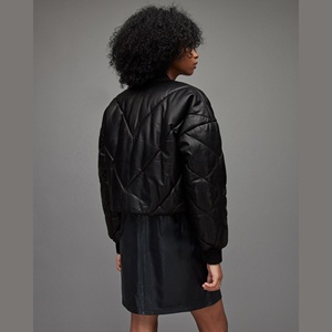 Chaqueta de Motocicleta de Cuero Genuino Ecológica para Mujer, Impermeable, Estilo Invernal, Reversible, con Forro de Seda - Product Image 2
