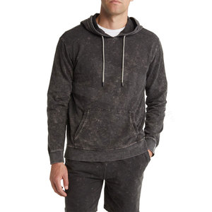 2024 invierno nuevo estilo High Street Casual pulóver sudaderas con capucha hombres hecho a medida 100% algodón lavado ácido patrón impreso Anti-retráctil - Product Image 1