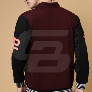 Venta al por mayor de alta calidad de los hombres de pie chaquetas universitarias de invierno de manga alta de estilo de la calle de diseño personalizado con cremallera no tejida - Product Image 2