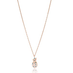 Collier en argent sterling 925 fait main, motif ananas et pierre turquoise, vente en gros turque - Product Image 1