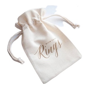 Bolsa artesanal de lino y algodón Natural 100%, bolsa de regalo de tela de terciopelo de 10x15cm, patrón de logotipo personalizable para joyería, moda navideña - Product Image 1