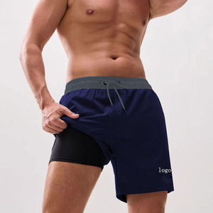 Short de basket-ball décontracté 2 en 1 pour hommes High Street Short de sport respirant pour la gym avec doublure intégrée Logo personnalisé en toile solide Mid - Product Image 3