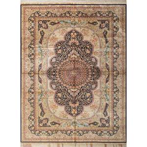 Tapis en soie noués à la main Gulmarg Blue, design turc moderne de haute qualité pour salon, chambre, bureau ou chambre d'hôtel - Pae-6385 - Product Image 1