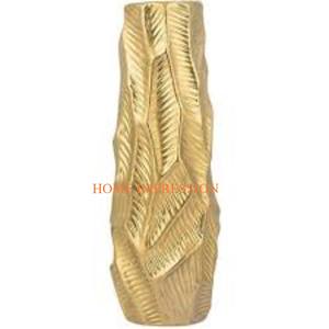 Vases à fleurs luxueux en laiton fantaisie de conception tendance Vases à fleurs en aluminium en métal poli doré faits à la main d'Inde - Product Image 2