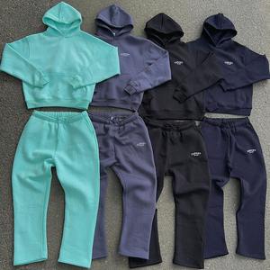 Wholesale Custom Baggy <b>Sweatpants</b> and Hoodies Sets Sweatsuit Fashion <b>Oversized</b> 100% Cotton Plain Blank Cotton Tracksuits - Product Image 1