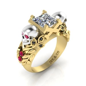Anillo de compromiso con diseño de calavera de Plata de Ley 925 con diamante de princesa hecho a mano para mujer a precio de fábrica, anillo de moda de lujo - Product Image 2