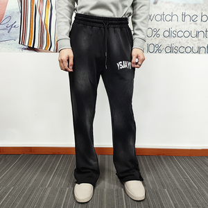 OEM Custom Logo Streetwear Men's French Terry Flare Slim Sweatpants Slim Fit Heavyweight <b>Stacked</b> Flare Sweat Pants for Men's - Product Image 3