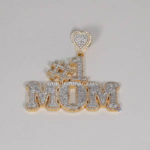 Superbe design créé élégant 925 argent Sterling Moissanite rond brillant diamant pendentif pour hommes avec clarté VVS - Product Image 1