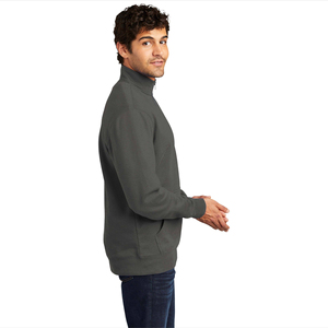 Sweat-shirt unisexe gris foncé à fermeture éclair et haut streetwear en polaire lourde - Product Image 4