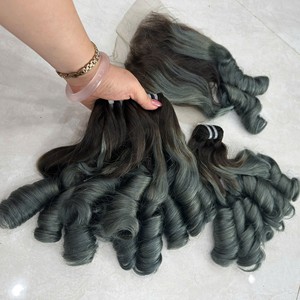 MIC HAIR SILVER GREY para SUPER DOBLE DRAWRN FUNMI BOUNCY RILLOS CUTÍCULA ALINEADA MÁQUINA DOBLE TRAMA EXTENSIONES DE CABELLO HUMANO - Product Image 2