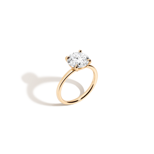 Anillo de Diamante Redondo Cultivado en Laboratorio de 1 Quilate VS/EF de 6.00 mm con Banda de Oro de 14K de 2.75 mm, Anillo Solitario VS/EF de 6.00 mm con Banda de 2.75 mm - Product Image 1