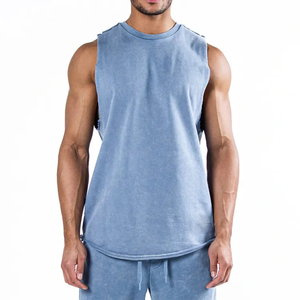 Camisetas sin mangas de gimnasio OEM para hombre, ropa deportiva personalizada de algodón y LICRA con tirantes, transpirable, lavado, Fitness, culturismo, deporte de punto - Product Image 3