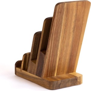 Waterproof 4-Tier Wood Display Stand for Brochures <b>Flyers</b> Menus Pamphlets & Business Cards Office Holder - Product Image 5