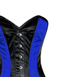 COSH CORSET Overbust Acier Désossé Respirant Haute Compression Satin Corset Bicolore Bleu/Noir Fermeture Busk Avant pour Taille - Product Image 5