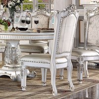 Ensemble de table à manger de style moderne du milieu du siècle, chaises en acajou sculptées à la main, revêtement en cuir PU, meubles de maison en bois de Java