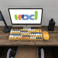 Clavier de machine à écrire rétro sans fil 2.4GHz avec souris DPI réglable 84 touches suspendues Mini anglais arabe prêt Stock BT Combo