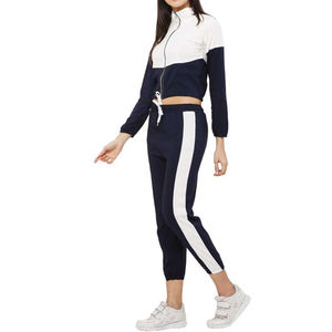 Pantalones Deportivos Unisex Personalizados con Bolsillos, Pantalones Deportivos Azules con Rayas Laterales Blancas, Cintura Elástica con Cordón, Estilo Casual - Product Image 1