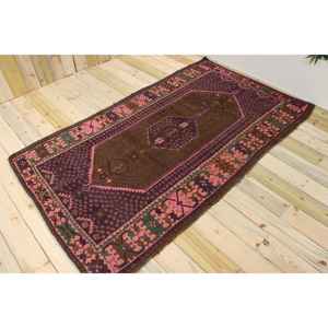 Tapis turc vintage, tapis de 4,4 x 7,6 pieds, tapis marron à pois - Product Image 1