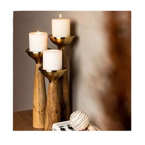 Wholesale Custom Natural Eco Friendly Wooden/ Metal Candle Holder Handmade Wood Candle Jar Home Decor Wax Filling Candle Jar - Product Image 1