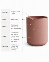Jardinière en ciment à parois épaisses moderne, pot de fleurs rond coloré, résistant au gel, pour plantes d'intérieur et d'extérieur