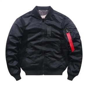 Jaket Bomber kulit untuk pria, jaket Bomber Satin bisnis kustom warna polos musim semi musim gugur, jaket Bomber kulit untuk pria