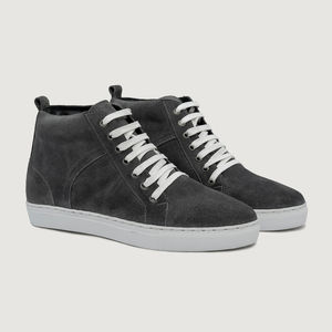 Venta al por mayor con estilo de gamuza gris alta zapatillas de deporte de cuero genuino para los hombres de moda Casual de alta calidad de la marca OEM zapatillas formales de los hombres - Product Image 1