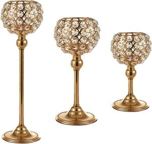 Candelabro de huracán de cristal con centro de mesa de boda de 5 brazos y portavelas para fiestas - Product Image 1