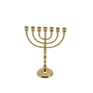 Nuevo candelabro de oro Menorah 7 portavelas boda hogar Mesa centros de mesa jardín portavelas disponible en stock - Product Image 2