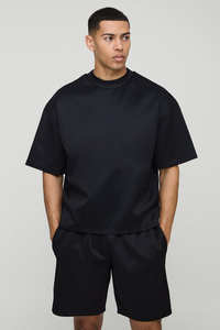 Ropa de calle, pantalones cortos de chándal y conjuntos de camiseta, nuevo diseño, 100% algodón, lavado ácido, hombro caído, conjunto doble para hombres - Product Image 6