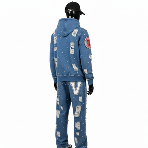 Conjunto de Sudadera con Capucha y Pantalones Deportivos Personalizados, Chándal Informal Unisex de 2 Piezas, Pantalones Deportivos con Cierre y Lavado Ácido - Product Image 6