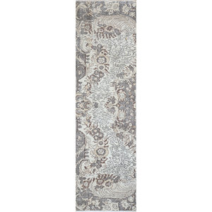 Tapis en laine noués à la main, gris et noir, à motifs floraux, style vintage, Pae-1096, pour salon, couloir, tapis rectangulaire en peluche - Jaipur Rugs US - Product Image 1