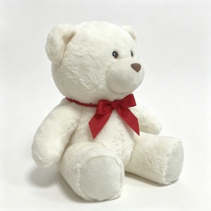 Ours en peluche blanc personnalisé avec nœud rouge, ours en peluche classique, ours en peluche blanc doux, ours en peluche assis câlin - Product Image 1