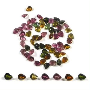 <b>Hot</b> Sale Product Natural Multiple Colors Loose Gemstone 3x5mm to 5x8mm Multi Tourmaline High Quality Low Price Pear Cut Gemstone - Product Image 1