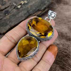 Colgante de Citrino en Plata de Ley Hecho a Mano, Chapado en Oro Antiguo, Certificado por IGI, Elegante Regalo de Aniversario, Joyería para Mujer - Product Image 5