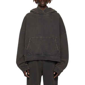 Sudaderas con capucha lavadas con ácido de gran tamaño y ajuste holgado con logotipo personalizado OEM para hombre, de estilo vintage ropa de calle, suministro directo de fábrica, sudaderas con capucha para hombre - Product Image 1