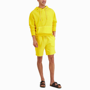 Ensemble sweat-shirt et short pour homme de couleur jaune, respirant, coupe ample, ensembles de sweat-shirts et de shorts, fabrication et fournisseur en gros - Product Image 3
