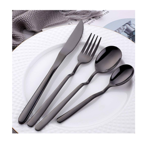 Cuchara de postre de acero con espejo personalizada negro mate 4 piezas artesanías mejor diseñador vajilla cuchara gran oferta - Product Image 5