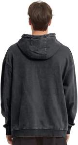 Sweat à capuche unisexe personnalisé à fermeture éclair intégrale, imperméable, haut de gamme, délavé à l'acide, avec patchs, manches régulières, lourd, streetwear, 100% coton - Product Image 4