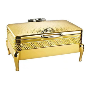Tendance 2025 Marteau Motif En Acier Inoxydable Buffet Plats À Chauffer Or Réchauffeur De Nourriture Élégant Équipement De Restauration - Product Image 6
