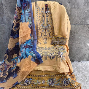 Conjunto de 3 piezas de rayón estampado Nazneen elegante vestido indio superior e inferior cómodo para uso diario y vestido Salwar - Product Image 1
