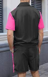 Conjunto corto cortavientos frontal de retazos revestido personalizado servicios OEM ropa de invierno ropa deportiva entrenamiento Fitness hombres 2 uds conjunto transpirable - Product Image 3