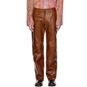 Alta calidad personalizado 100% cuero pantalón cuero 2025 superventas precio razonable cuero hombres pantalón - Product Image 5