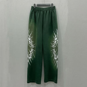 Pantalones de chándal de algodón grueso para hombre, estilo holgado, con dobladillo sin rematar, efecto desgastado por el sol, con rayas laterales, de felpa francesa, OEM 2026, personalizados por el fabricante. - Product Image 5